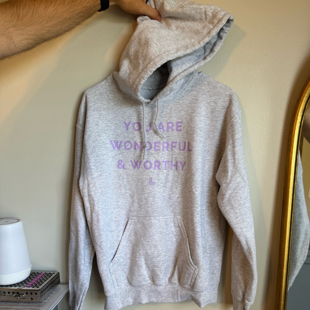 Life in Lilac Gray Hoodie with Purple Text